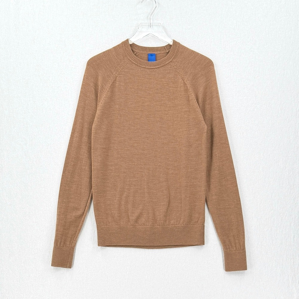 Kit and Ace Sweater Mens XS Camel Brown Merino Wool Raglan Crew Neck Pullover